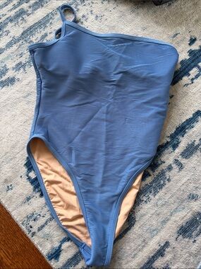 J. Crew One-Shoulder Ribbed Periwinkle Swimsuit